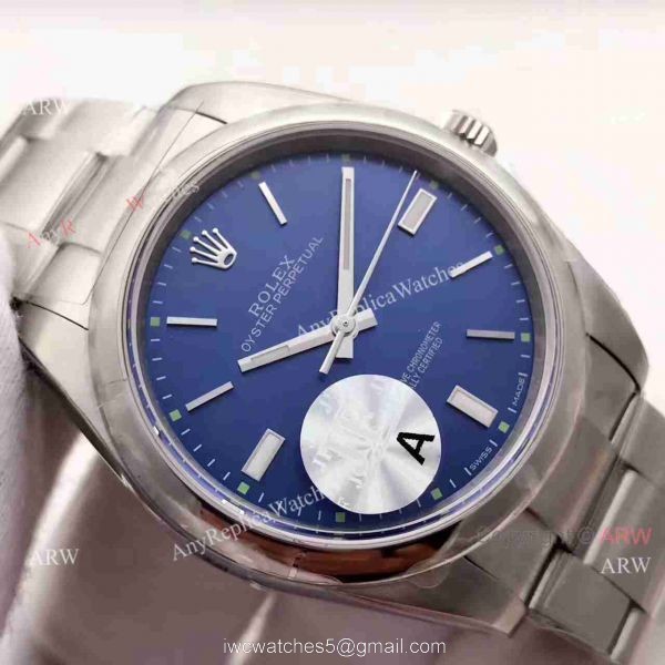 Replica Rolex Oyster Perpetual New Blue Dial Stainless Steel Swiss 3132 Watch JF Factory
