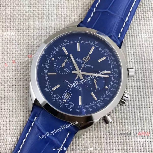 Clone Breitling Transocean Watch Black Chronograph Leather Strap