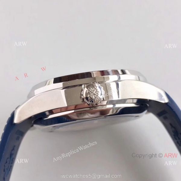 Replica Swiss Patek Philippe Travel Time Watch SS Blue Rubber Strap