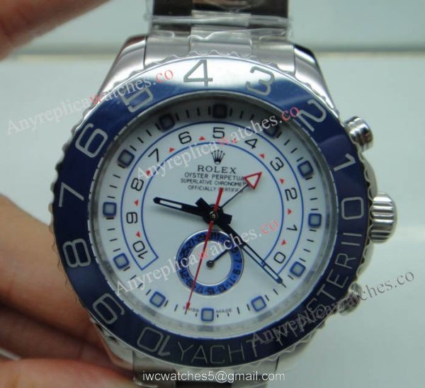 Rolex Yacht-Master II Watch SS White Face Blue Ceramic bezel watch 44mm