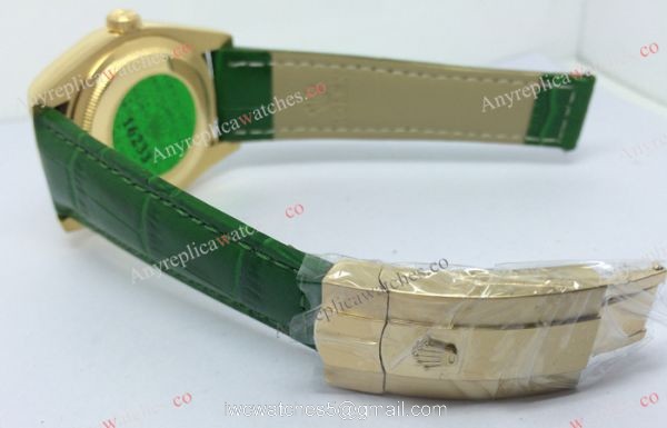 Rose Gold Green Face Rolex Replica Day Date Watch 36mm