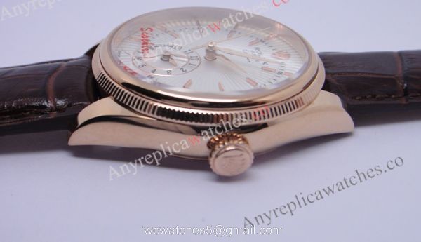 Rolex Cellini DUAL TIME Rose Gold Case White Face Copy Watch