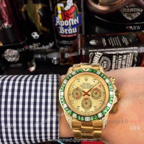 Yellow Gold Rolex Daytona Rainbow Replica Watch 42mm