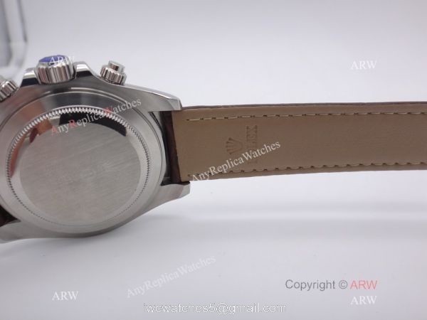 Copy Rolex Daytona Leather Strap SS Gray Face w/ Arabic Watch