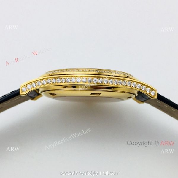 Swiss Replica Patek Philippe Calatrava V2 version Yellow Gold Diamond Watch