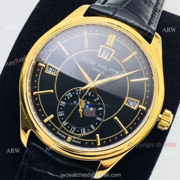 PPF Factory Patek Philippe Annual Calendar Complications Watch Gold and Black