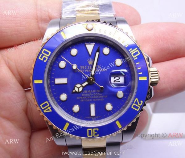 NEW UPGRADED Replica Rolex Submariner 2-Tone Blue Dial Blue Ceramic Bezel watch
