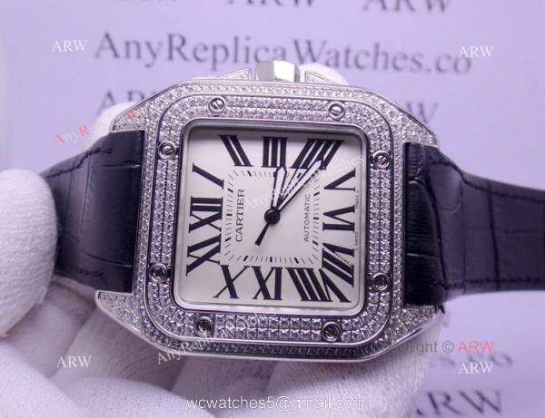 Cartier Santos 100 Diamond Watch Swiss Grade Replica