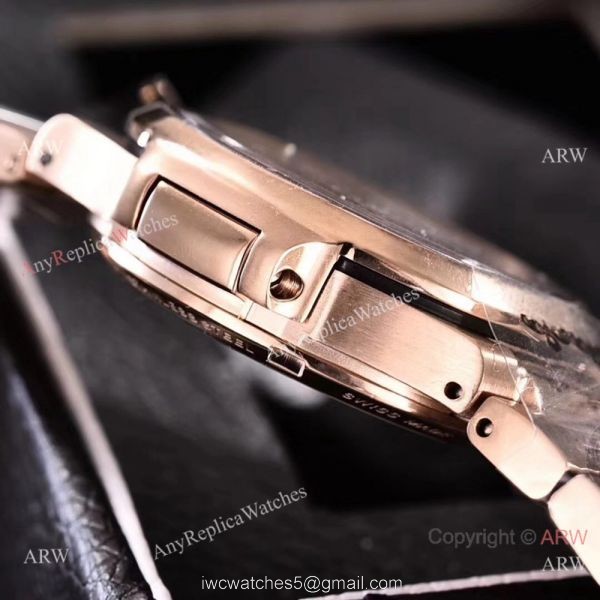 Copy Patek Philippe Nautilus Womens Rose Gold and Diamond 35mm watch Swiss Quality