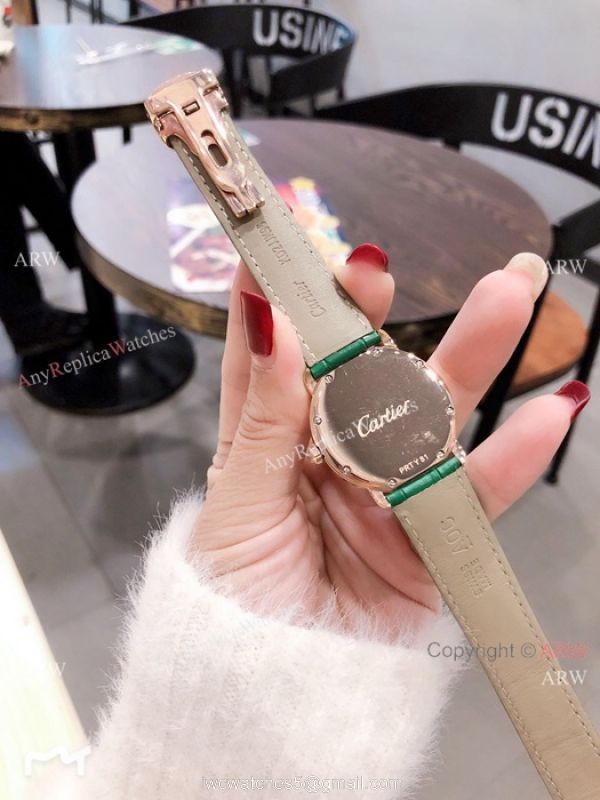 Cartier Rose Gold Green Dial 33mm Watch Swiss Quality Cartier Watch Lady