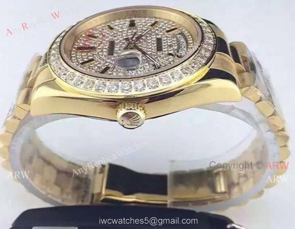 Replica Rolex Presidential Diamond Day Date II Watch: Yellow Gold 41mm