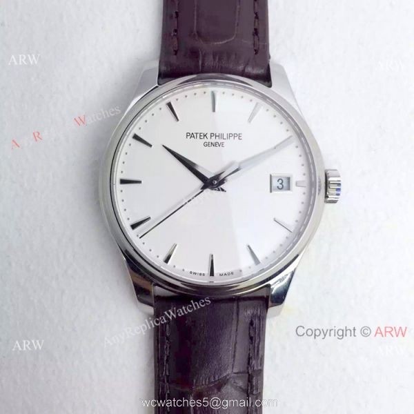 Swiss 9015 Patek Philippe White Face Brown Strap