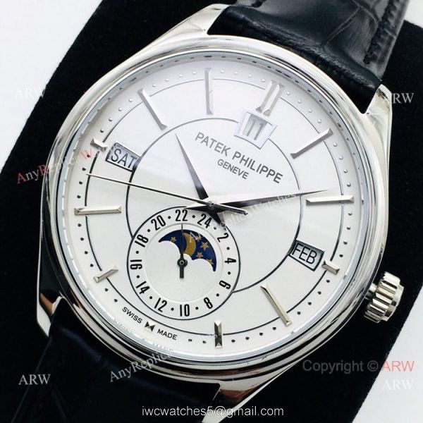 Patek Philippe Replica Annual Calendar White Dial Watch Swiss Cal324