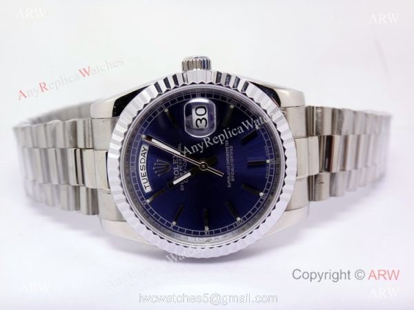 Rolex Day-Date Blue Face Stainless Steel Copy Watch