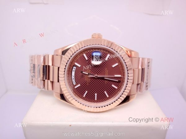 Rolex Day Date President Replica 40mm Watch All Rose Gold Chocolate Dial