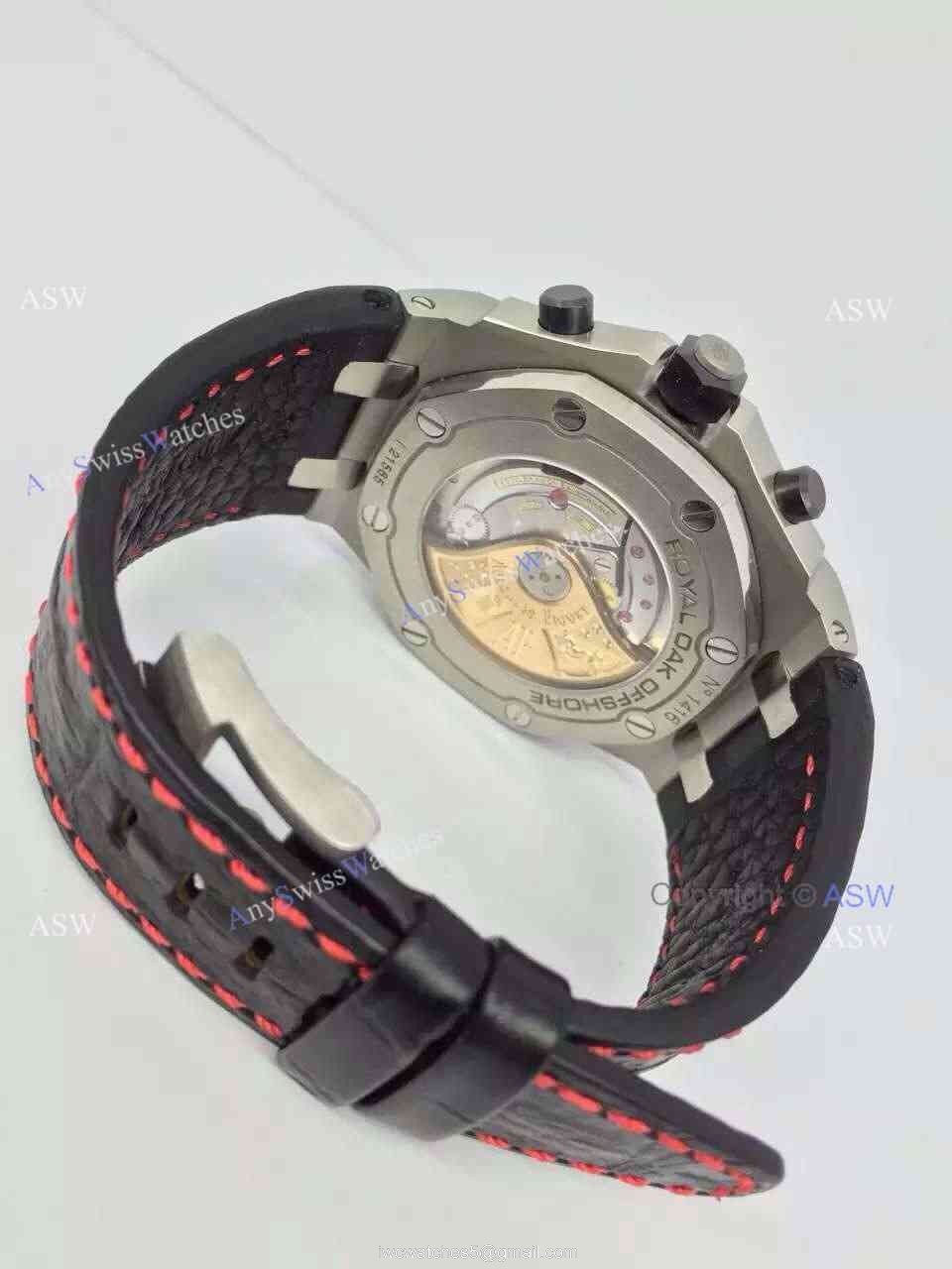 Swiss 3126 Replica Audemars Piguet Black Dial Number Black Leather