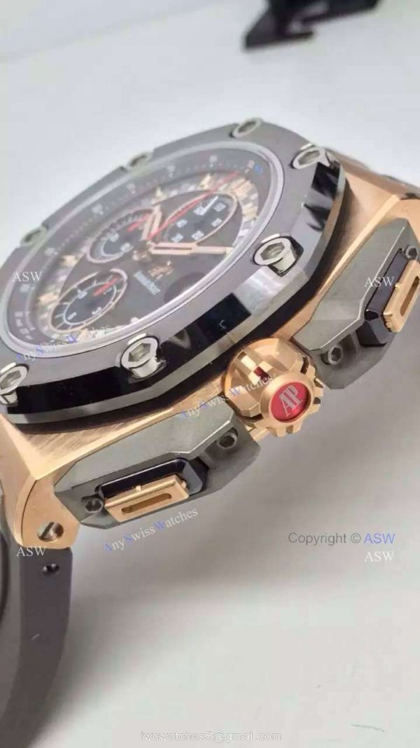 Swiss Audemars Piguet Michael Schumacher Royal Oak Offshore Black Leather Band Watch