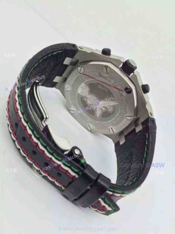 Swiss Audemars Piguet Pride of Mexico Replica Watch SS White Chronograph Black Leather