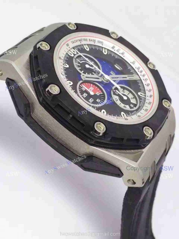 High Quality Copy Audemars Piguet Grand Prix Blue Face Black Rubber Swiss Mens Watch