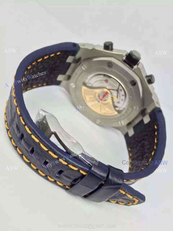 Swiss Knockoff Audemars Piguet Watch SS Blue Dial Blue Leather