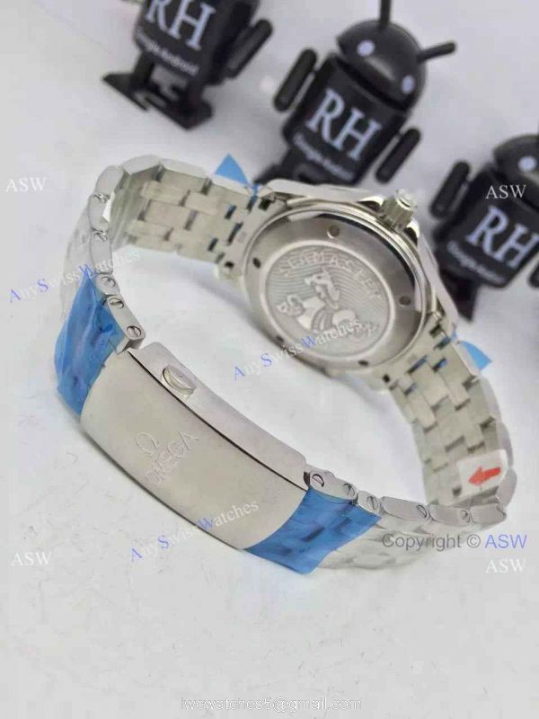 Grade 1A Omega Replica Watches James Bond Blue Ceramic Blue Dial