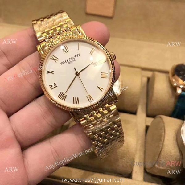 Best Replica Patek Philippe calatrava Men Watch All Gold White Dial