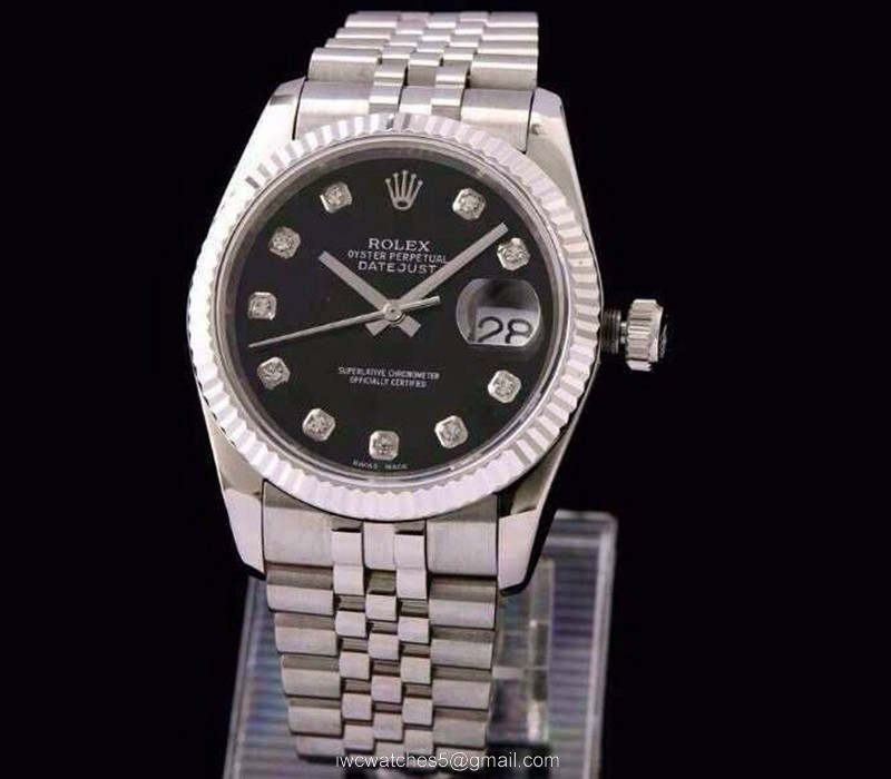 ROLEX DATEJUST SWISS ETA3135 WATCH BLACK DIAL DIAMOND MARKER