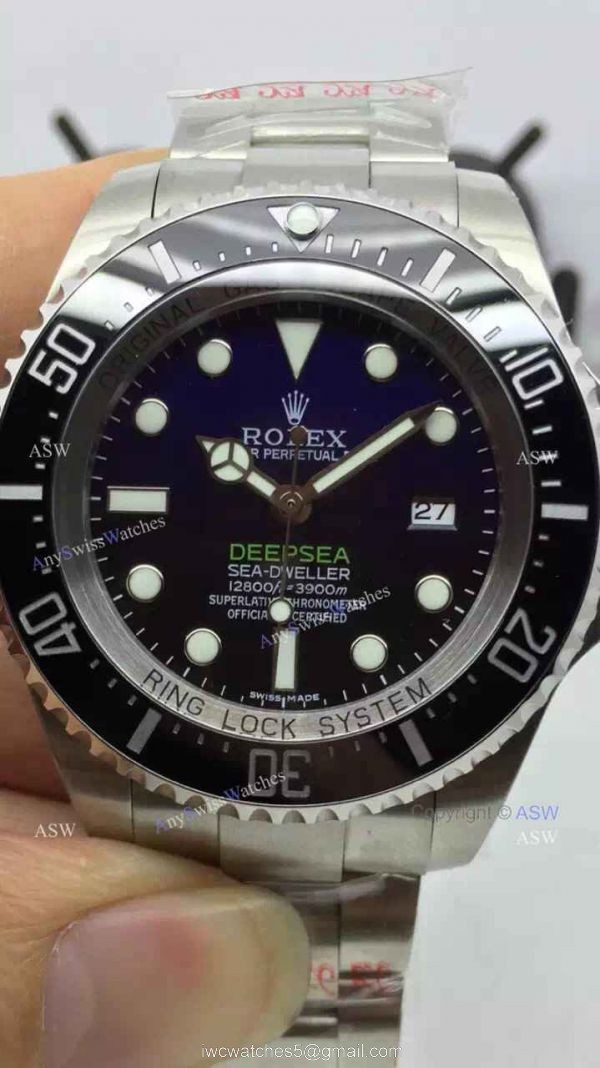 NEW UPGRADED Swiss ETA2836 Rolex Deepsea Blue Replica Watch Noob V7
