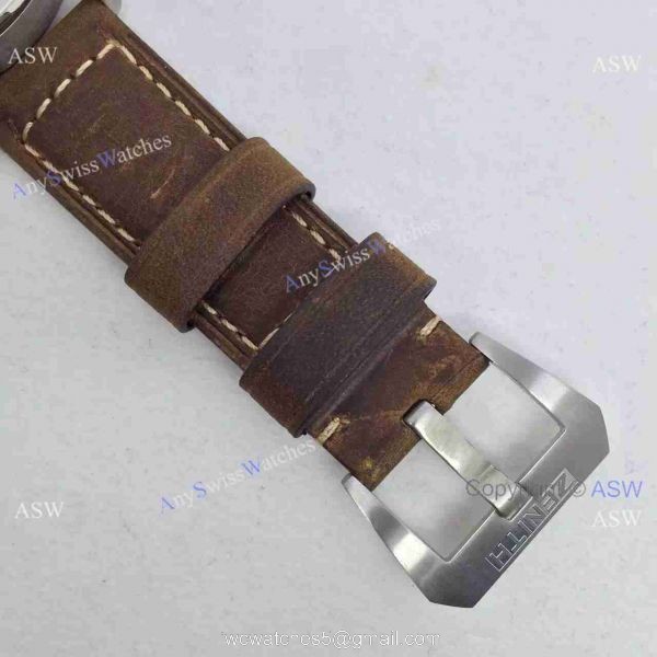 Swiss Knockoff Zenith Pilot Watch Brown Leather