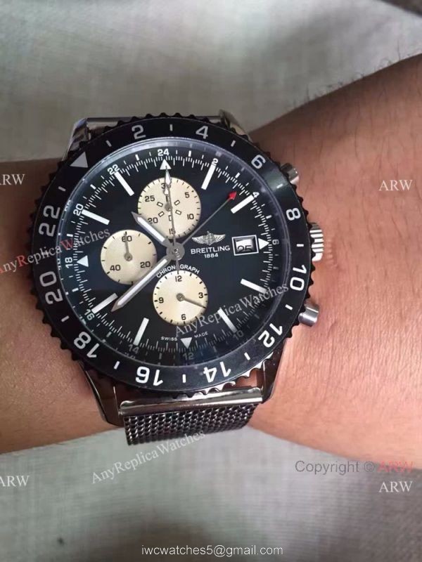 New 2016 Breitling CHRONOLINER SS Black Chronograph Dial Replica Watch