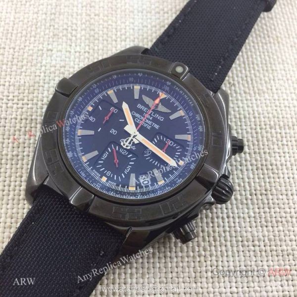 Copy Breitling Chronomat B01 Black Case Leather Strap 46mm Watch