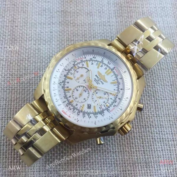 Replica Breitling Bentley Motors White Dial Yellow Gold AAA Quality