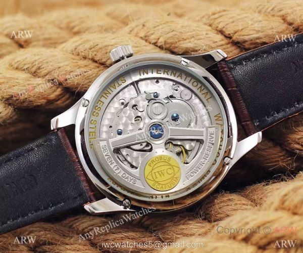 IWC Portuguese 7 Days Men Copy Watch Brown Leather SS Case