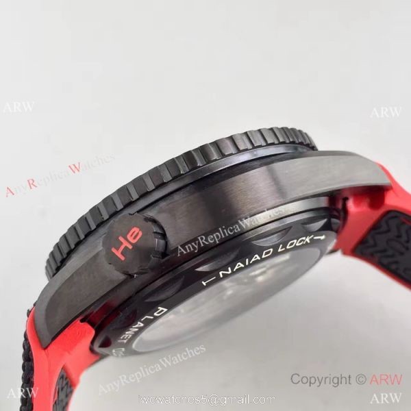 Swiss Replica Omega Seamaster Planet Ocean Deep Black GMT Ceramic Red Watch