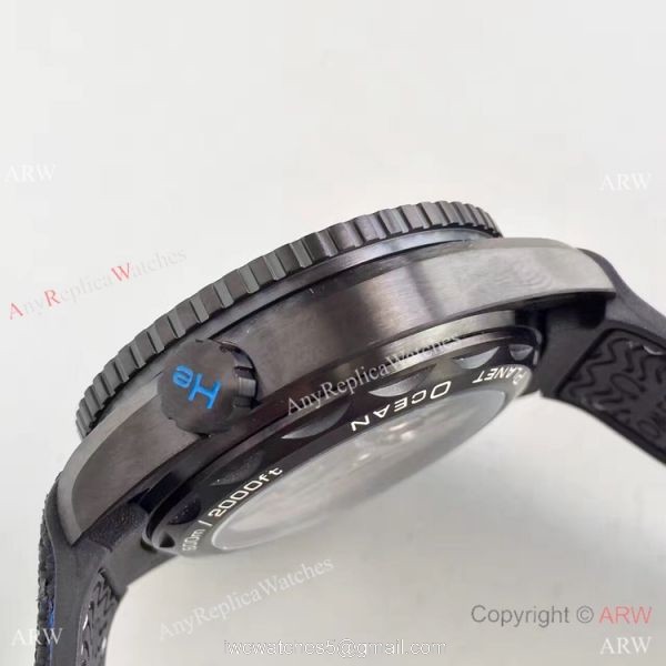 Swiss Replica Omega Seamaster Planet Ocean Deep Black GMT Ceramic Blue Watch