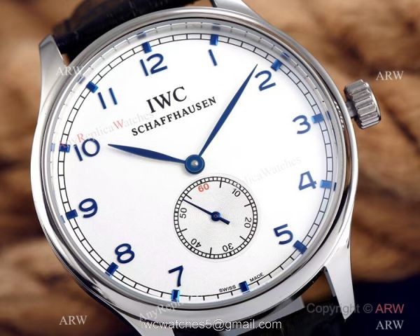 IWC Schaffhausen Portuguese 8 Days Replica Watch SS White Dial