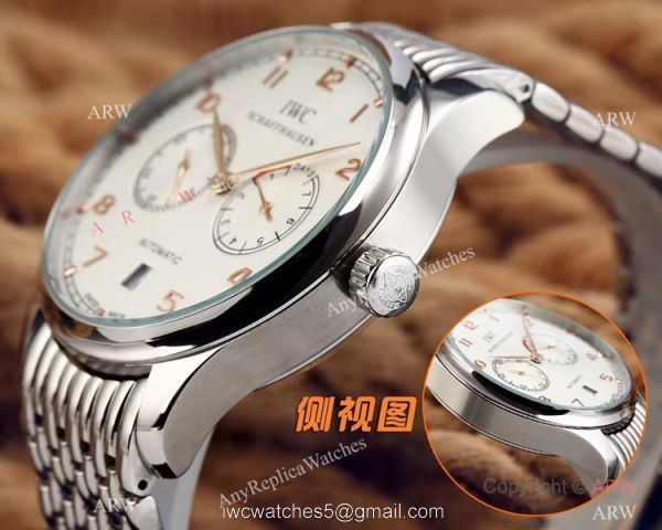 Replica IWC Portuguese 7 Days Stainless Steel White Face Mens Watch