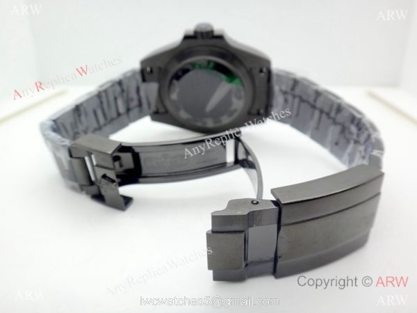 All Black Rolex Replica GMT-MASTER II Watch / Red Black Ceramic Bezel