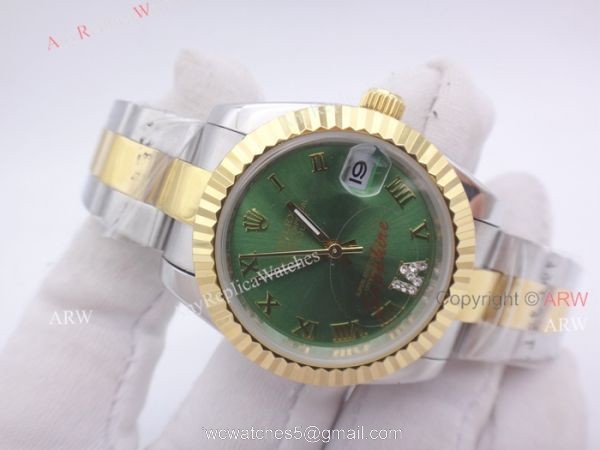 BLACK FRIDAY SALE Rolex Datejust 31mm Watch Diamond VI 2 Tone Olive Green Face Rolex