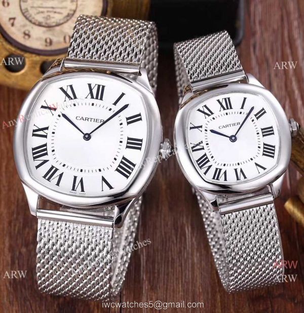 Fake Drive De Cartier Rose Gold Watch White Roman Dial