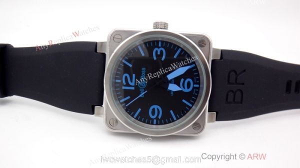 Replica Bell Ross Automatic Watch Black Rubber Strap Blue Markers