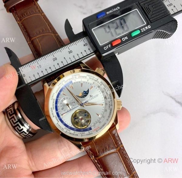 Copy Jaeger-LeCoultre Grand Complications Moon Watch SS Black Leather Band