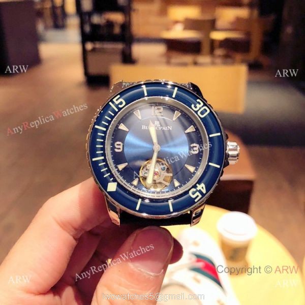 New Copy Blancpain Fifty Fathoms Tourbillon Watch SS Blue Dial SWISS QUALITY