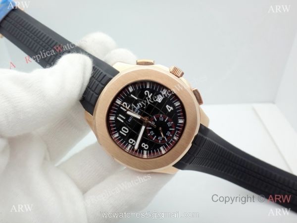 Copy Patek Philippe Aquanaut Chronograph watch Rose Gold Black Dial