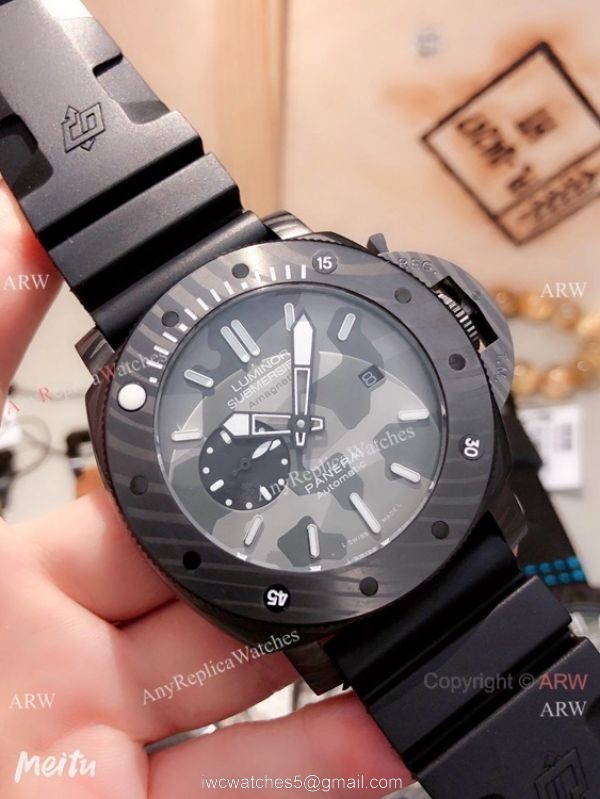 New Replica Panerai Luminor Submersible Men watches Carbotech Case Camouflage Face
