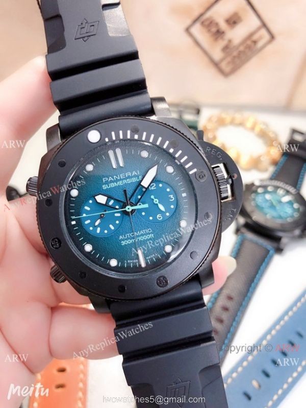 Replica Panerai PAM 983 Luminor Submersible Chrono Guillaume Nery Edition Watch Blue Dial