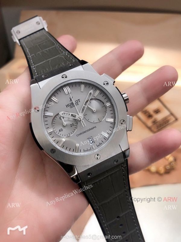 New Replica Hublot Classic Fusion Chrono Watches Black Bezel Black Rubber Band