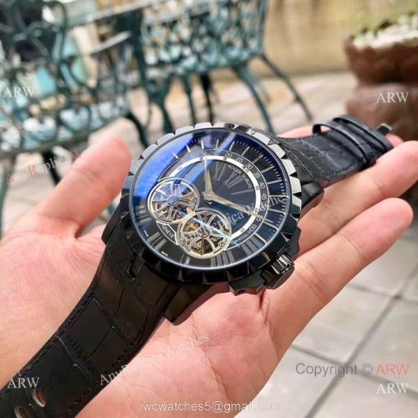 Copy Roger Dubuis Excalibur 46 Watches Rose Gold Double Tourbillon