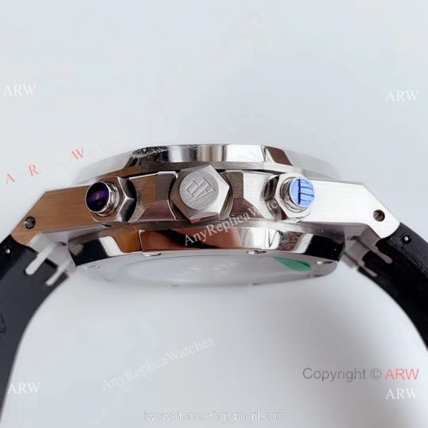 BF Replica Audemars Piguet Royal Oak Chronograph Watch White Face Rubber Strap