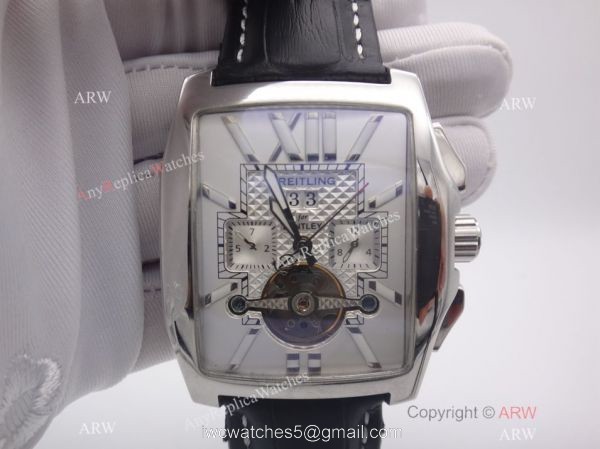 AAA Grade Replica Breitling Bentley Flying B Watch Black Leather White Dial